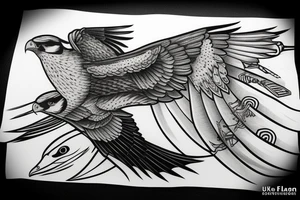 falcon, front view,bird tattoo idea