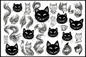 black cat and fire tattoo idea