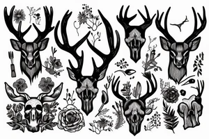 Deer with human's skull tattoo idea