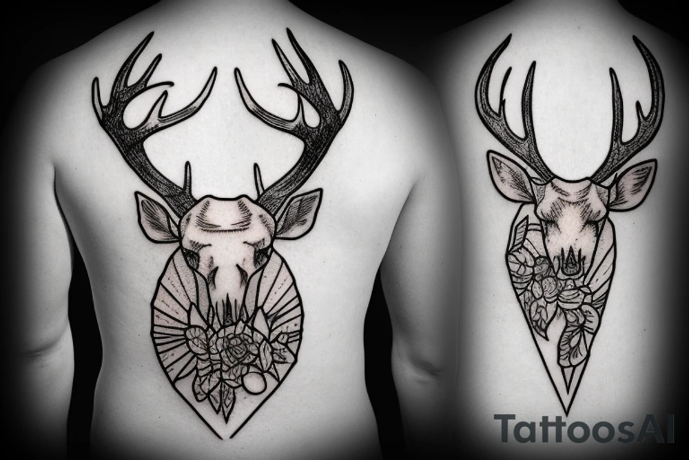 Deer with human's skull tattoo idea