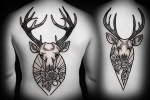 Deer with human's skull tattoo idea