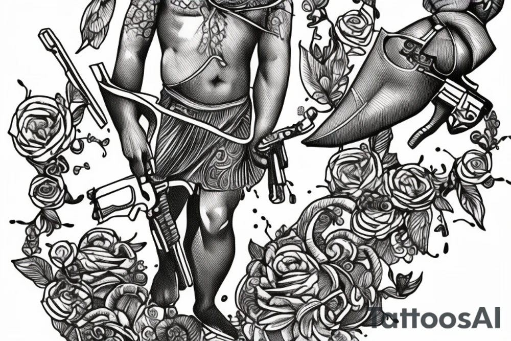 David statue with pistol in his hand tattoo idea