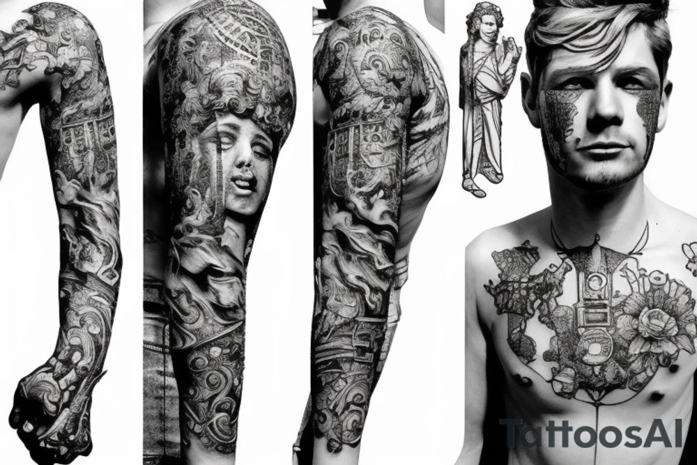 David statue with pistol in his hand tattoo idea