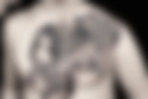 Oni mask and anime girl tattoo idea