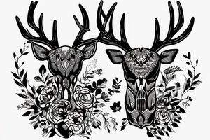 Floral deer skull tattoo idea