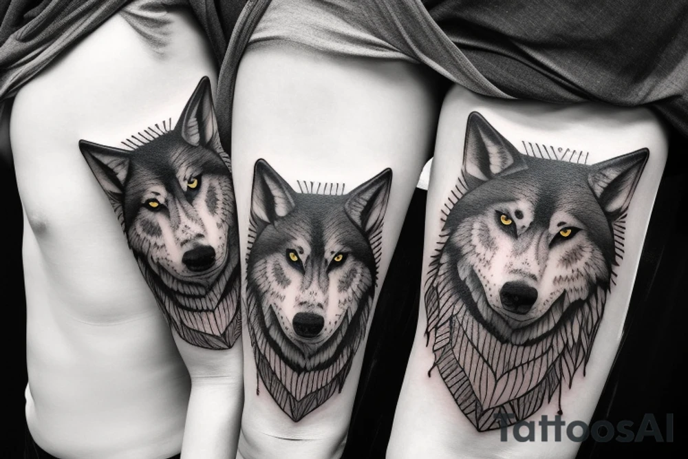 Pack of wolves in a poncho tattoo idea