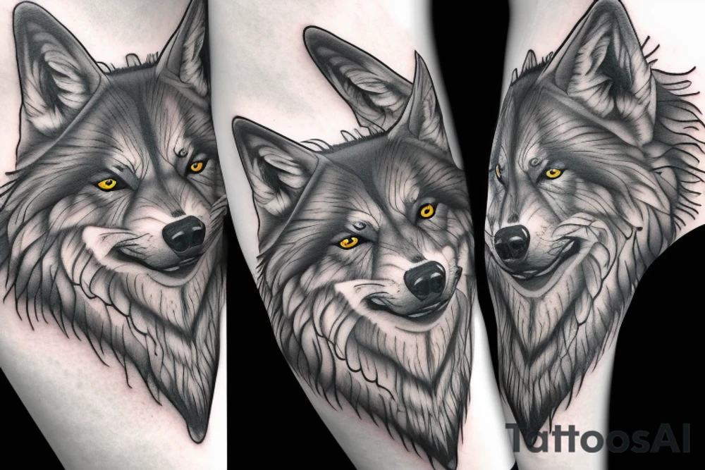 Pack of wolves in a poncho tattoo idea