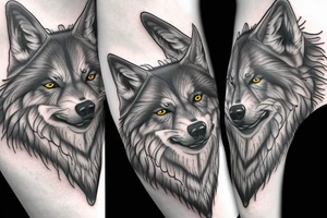 Pack of wolves in a poncho tattoo idea