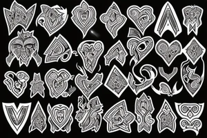 long tiny tribal with crest and heart tattoo idea