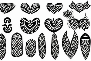 long tiny tribal with crest and heart tattoo idea