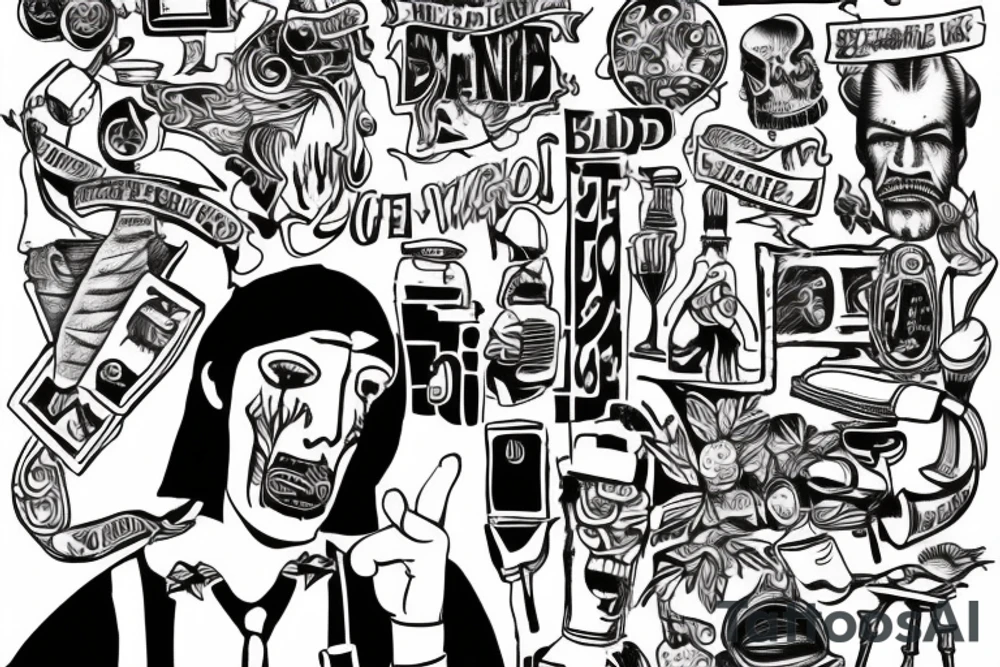 a man in with bad life conditions in the streets of town tattoo idea