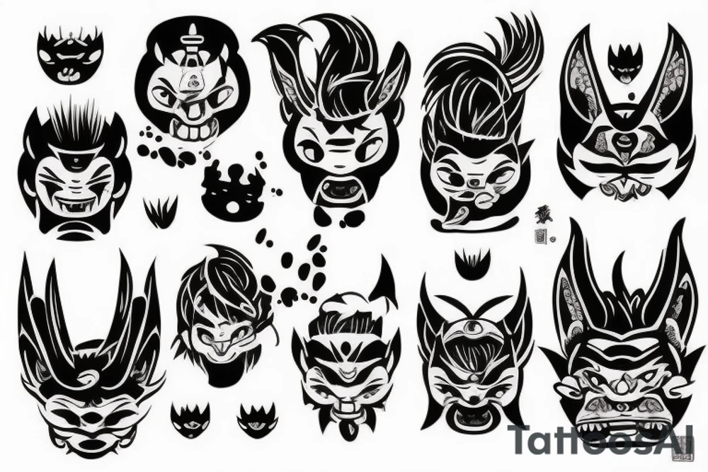 Oni mask little tatoo tattoo idea