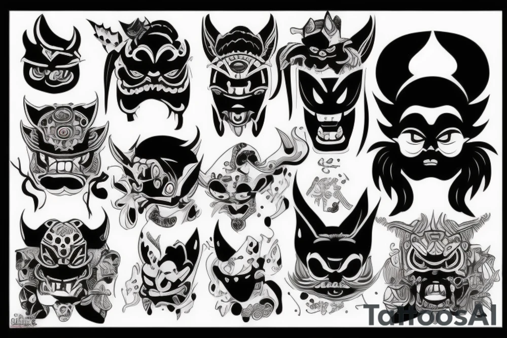 Oni mask little tatoo tattoo idea