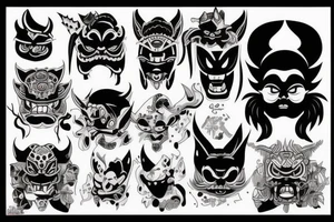 Oni mask little tatoo tattoo idea