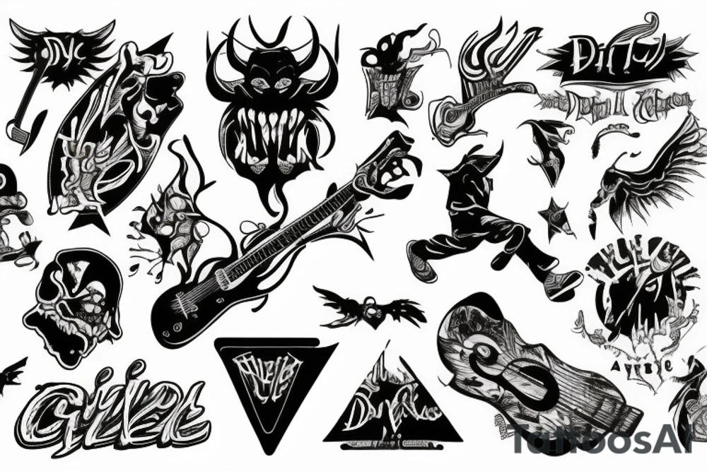 Devil guitar skateboard tattoo idea