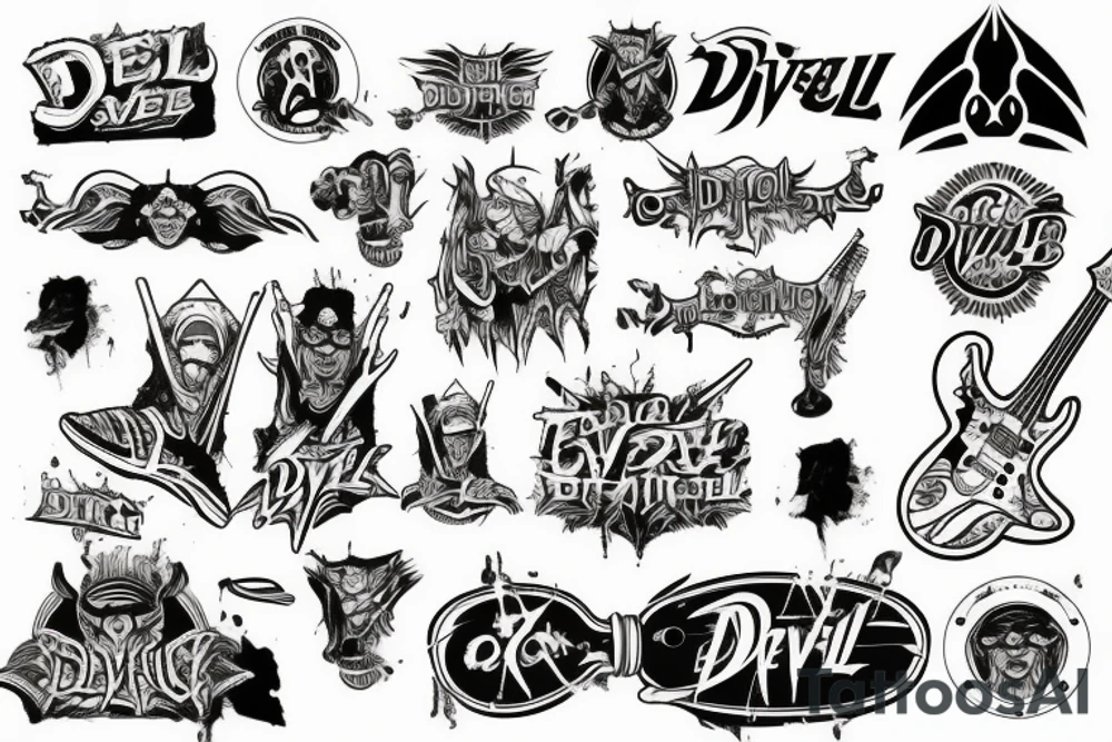 Devil guitar skateboard tattoo idea