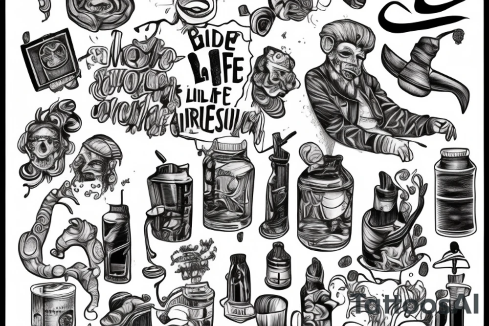 a man in with bad life conditions in the streets of town tattoo idea