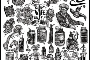 a man in with bad life conditions in the streets of town tattoo idea