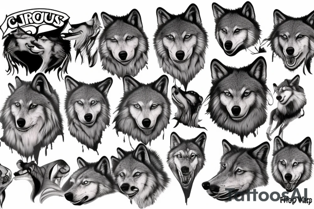 Wolves pack in circus tattoo idea