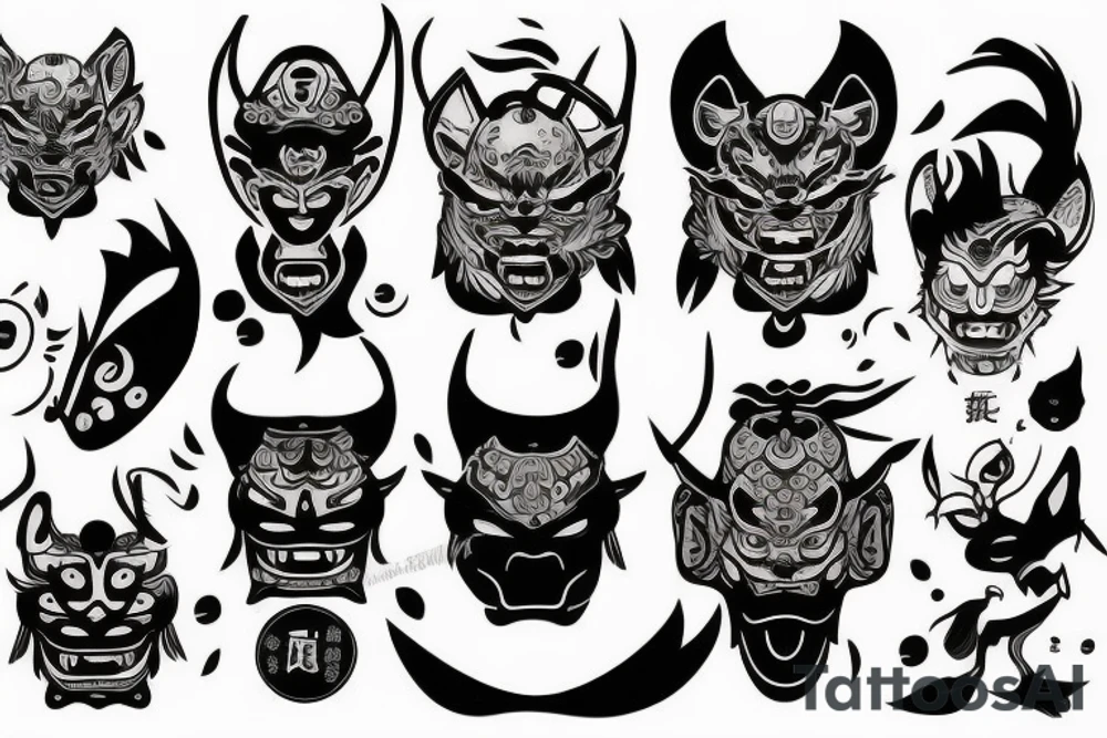 Oni mask little tatoo tattoo idea