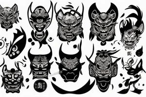 Oni mask little tatoo tattoo idea