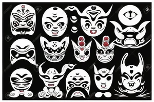 Oni mask little tatoo tattoo idea