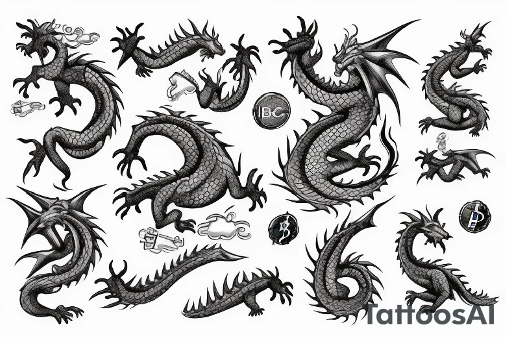 Dragon with Bitcoin tattoo idea