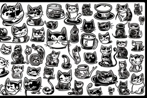 The cat goes to the well by car tattoo idea