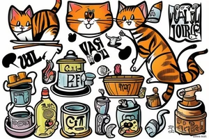The cat goes to the well by car tattoo idea