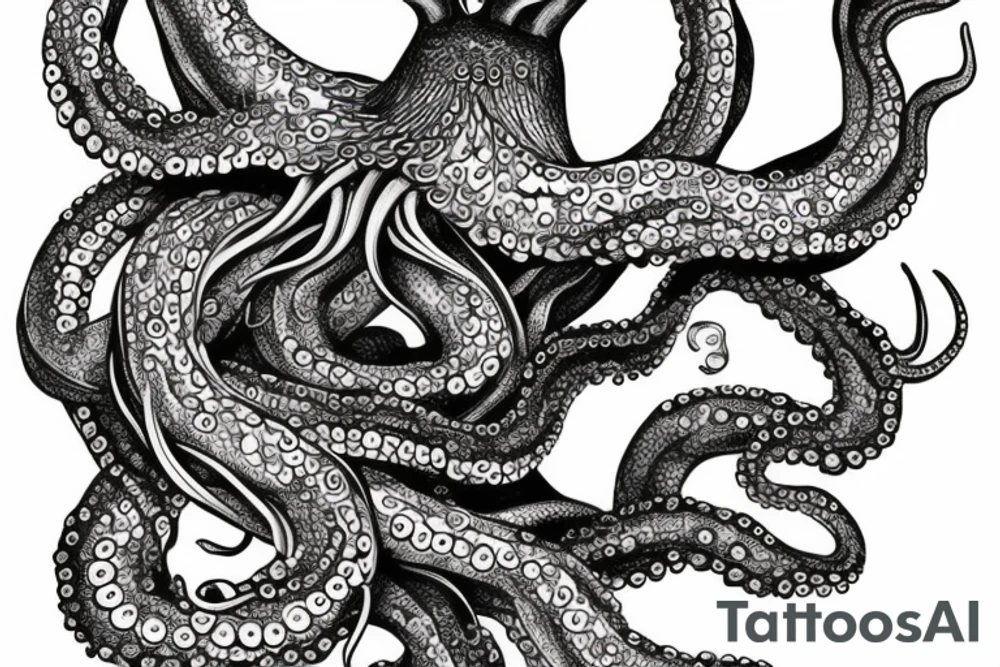 Mysteries octopus entangling a majestic deer tattoo idea