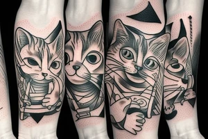the cat goes to the well by car tattoo idea