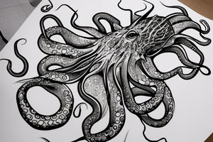 Mysteries octopus entangling a majestic deer tattoo idea