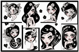 girl in black dress tattoo idea