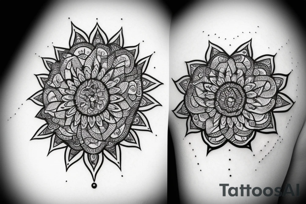 Mandala design with an eye with space elements on and around arm tattoo idea