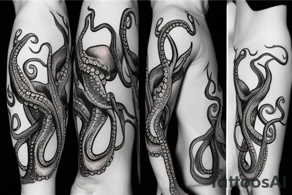 Mysteries octopus with a majestic deer tattoo idea