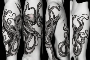 Mysteries octopus with a majestic deer tattoo idea