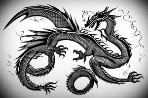 Dragon encircles the hand with Ukrainian symbols tattoo idea