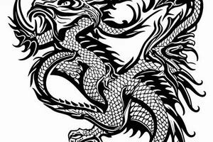 Dragon encircles the hand with Ukrainian symbols tattoo idea