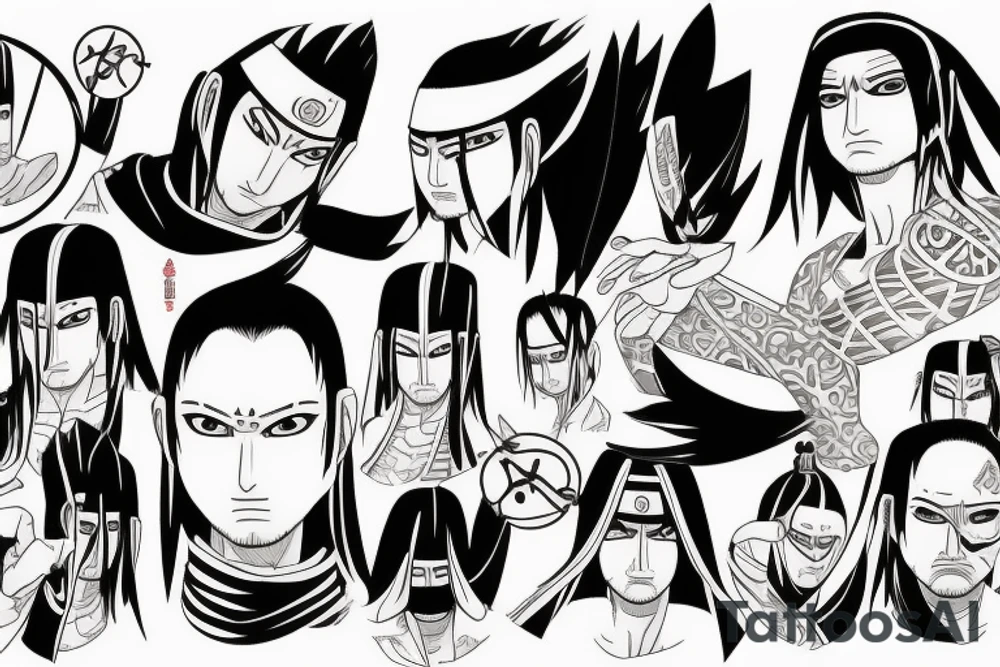 Realistic Hashirama batles djiraya in Konoha tattoo idea