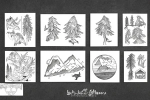 Forest, lake, pets tattoo idea