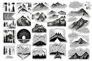 Forest, lake, mountain tattoo idea