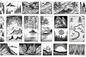 Forest, lake, mountain tattoo idea