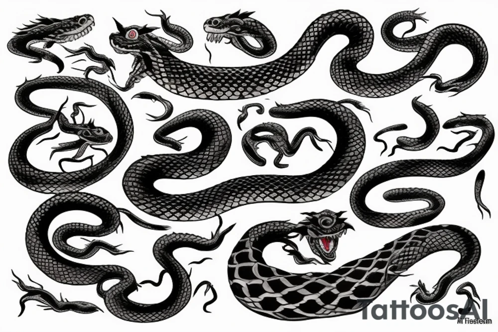 snakes fighting dragons tattoo idea