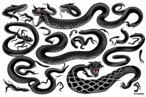 snakes fighting dragons tattoo idea