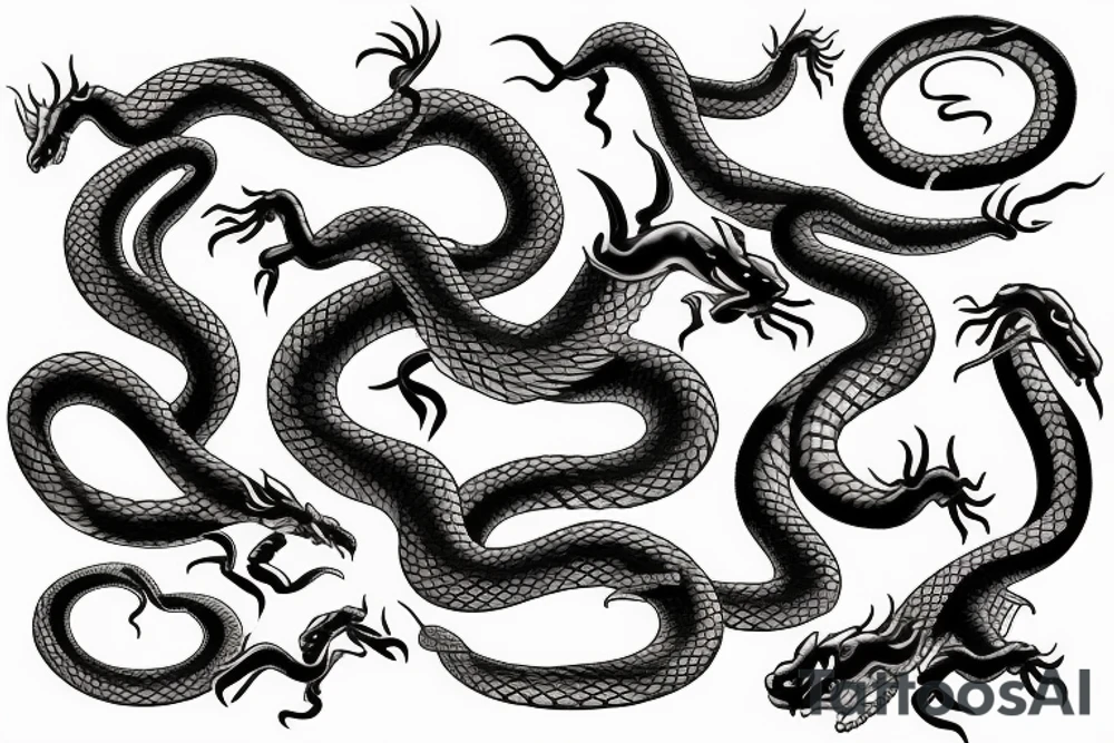 snakes fighting dragons tattoo idea