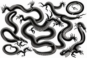 snakes fighting dragons tattoo idea