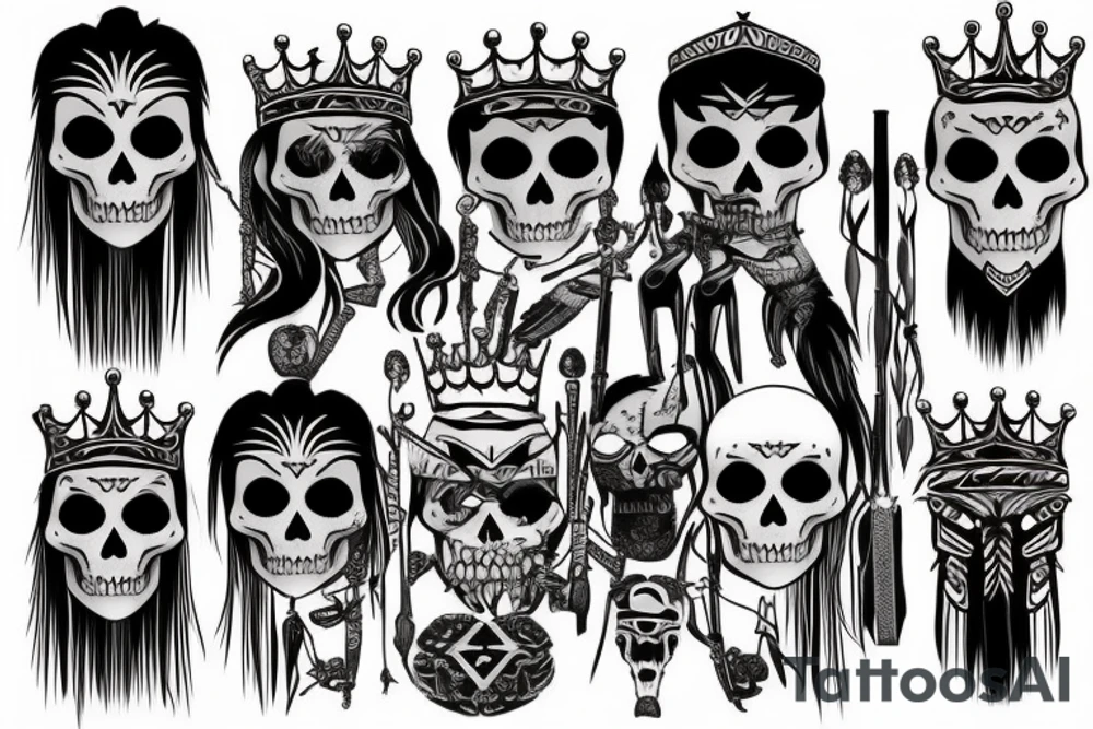 Warrior skeleton king of northern ethnicity tattoo idea