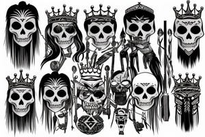 Warrior skeleton king of northern ethnicity tattoo idea
