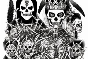 Warrior skeleton king of northern ethnicity tattoo idea