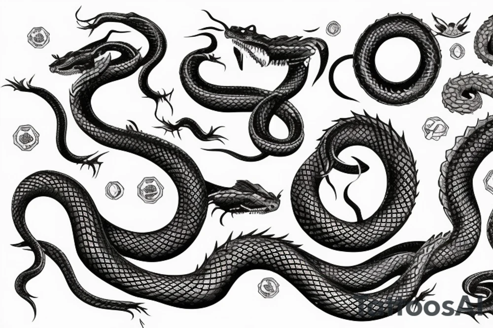 snakes eating dragons tattoo idea